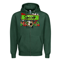 Sports Green soccer mama with leopard Zipper Hoodie - Zillion Design Studio