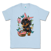 Dusty Blue easter dachshund Classic Tee - RanaPortraitStore