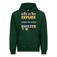 Forest Green god is my refuge and my fortress under his wings Urban Hoodie - MaliasSmallBusiness