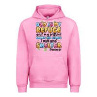 Fuchsia Pink god is my refuge and my fortress under his wings Urban Hoodie - MaliasSmallBusiness