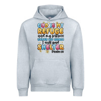 Heather Grey god is my refuge and my fortress under his wings Urban Hoodie - MaliasSmallBusiness