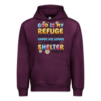 Mauve Wine god is my refuge and my fortress under his wings Urban Hoodie - MaliasSmallBusiness