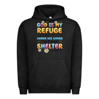 Pigment Black god is my refuge and my fortress under his wings Urban Hoodie - MaliasSmallBusiness