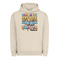 Pigment French Oak god is my refuge and my fortress under his wings Urban Hoodie - MaliasSmallBusiness
