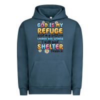 Pigment Midnight Navy god is my refuge and my fortress under his wings Urban Hoodie - MaliasSmallBusiness
