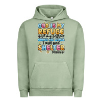 Pigment Oil Green god is my refuge and my fortress under his wings Urban Hoodie - MaliasSmallBusiness