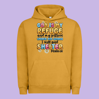 God Is My Refuge And My Fortress Under His Wings Urban Hoodie Designed By Maliassmallbusiness