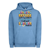 Pigment Pebble Blue god is my refuge and my fortress under his wings Urban Hoodie - MaliasSmallBusiness