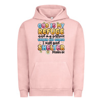 Pigment Salmon god is my refuge and my fortress under his wings Urban Hoodie - MaliasSmallBusiness