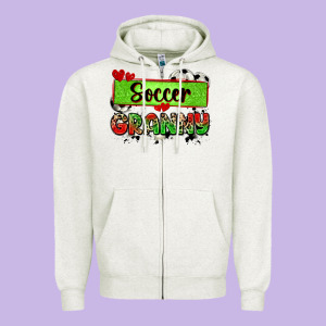 Soccer Granny With Leopard Zipper Hoodie Designed By Zillion Design Studio