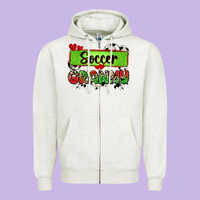 Soccer Granny With Leopard Zipper Hoodie Designed By Zillion Design Studio