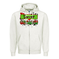 Oatmeal Heather soccer granny with leopard Zipper Hoodie - Zillion Design Studio