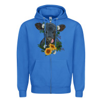 True Royal baby cow black angus calf with flowers Zipper Hoodie - RanaPortraitStore