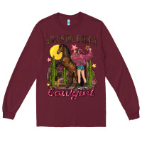 Burgundy shoulda been a cowgirl bucking horse Long Sleeve Tee - texasbilliewilder