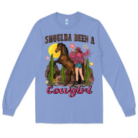 Colony Blue shoulda been a cowgirl bucking horse Long Sleeve Tee - texasbilliewilder