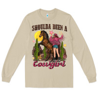 Mushroom shoulda been a cowgirl bucking horse Long Sleeve Tee - texasbilliewilder