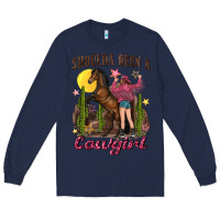 Navy shoulda been a cowgirl bucking horse Long Sleeve Tee - texasbilliewilder