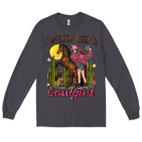 Smoke shoulda been a cowgirl bucking horse Long Sleeve Tee - texasbilliewilder