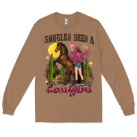 Toasted Coconut shoulda been a cowgirl bucking horse Long Sleeve Tee - texasbilliewilder