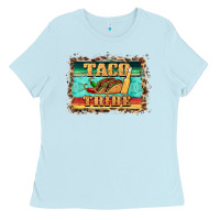 Baby Blue taco tribe western background Ladies Tee - BarkalooDesign