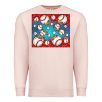 Pale Pink baseball paisley and jean pattern Premium Sweatshirt - JahusDesignShop