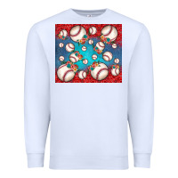 White baseball paisley and jean pattern Premium Sweatshirt - JahusDesignShop