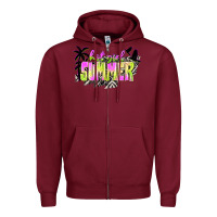 Burgundy hot girl summer with palms Zipper Hoodie - texasbilliewilder