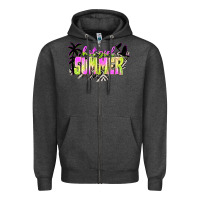 Charcoal Heather hot girl summer with palms Zipper Hoodie - texasbilliewilder