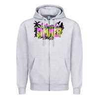 Heather Grey hot girl summer with palms Zipper Hoodie - texasbilliewilder