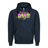 Navy hot girl summer with palms Zipper Hoodie - texasbilliewilder