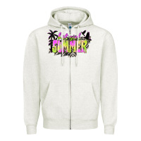 Oatmeal Heather hot girl summer with palms Zipper Hoodie - texasbilliewilder