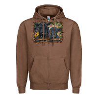 Chestnut western black angus cattle and calf with leopard Zipper Hoodie - RanaPortraitStore