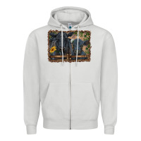 Dove Grey western black angus cattle and calf with leopard Zipper Hoodie - RanaPortraitStore
