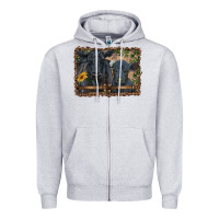Heather Grey western black angus cattle and calf with leopard Zipper Hoodie - RanaPortraitStore