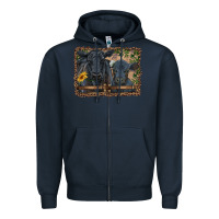 Navy western black angus cattle and calf with leopard Zipper Hoodie - RanaPortraitStore