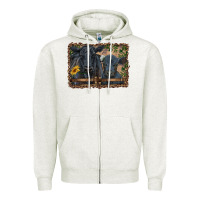 Oatmeal Heather western black angus cattle and calf with leopard Zipper Hoodie - RanaPortraitStore