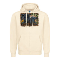 Sandshell western black angus cattle and calf with leopard Zipper Hoodie - RanaPortraitStore