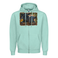 Seafoam western black angus cattle and calf with leopard Zipper Hoodie - RanaPortraitStore