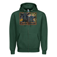 Sports Green western black angus cattle and calf with leopard Zipper Hoodie - RanaPortraitStore