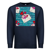 Navy valentines day envelope with hearts Premium Sweatshirt - BundleAndBundleShop