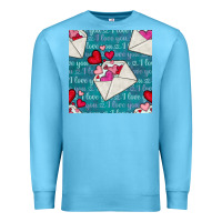 Ocean Blue valentines day envelope with hearts Premium Sweatshirt - BundleAndBundleShop