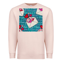 Pale Pink valentines day envelope with hearts Premium Sweatshirt - BundleAndBundleShop
