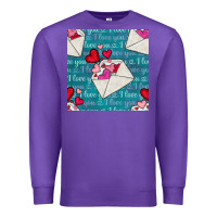 Purple valentines day envelope with hearts Premium Sweatshirt - BundleAndBundleShop