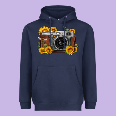 Sunflower Bee Vintage Camera Heavyweight Hoodie Designed By Fadigitalartstudio