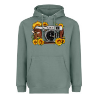 Sage sunflower bee vintage camera Heavyweight Hoodie - FaDigitalArtStudio