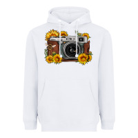 White sunflower bee vintage camera Heavyweight Hoodie - FaDigitalArtStudio
