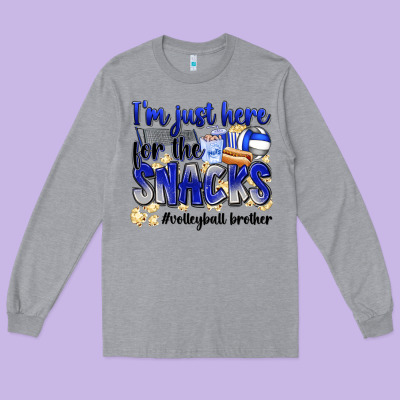 Im Just Here For The Snacks Volleyball Brother Long Sleeve Tee Designed By Zillion Design Studio