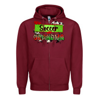 Burgundy soccer grandma with leopard Zipper Hoodie - Zillion Design Studio