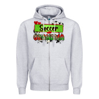 Heather Grey soccer grandma with leopard Zipper Hoodie - Zillion Design Studio