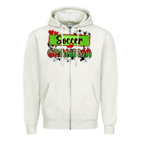 Oatmeal Heather soccer grandma with leopard Zipper Hoodie - Zillion Design Studio